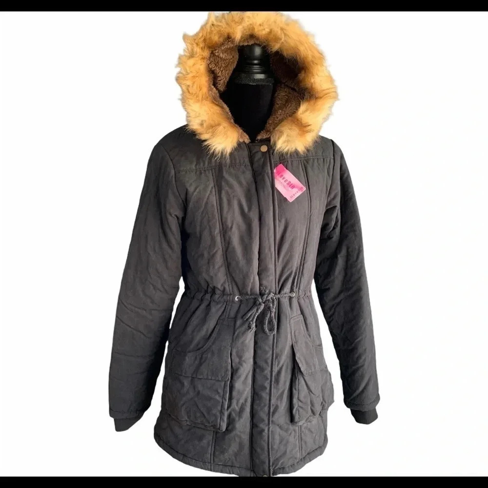 COPY - **NEW Black Faux Fur Hooded Parka Puffer Jacket